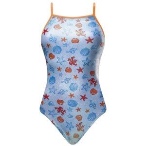 The Finals Women's Swimsuit 36/M One Piece Blue Sea Foil Flutterback Swim NWT
